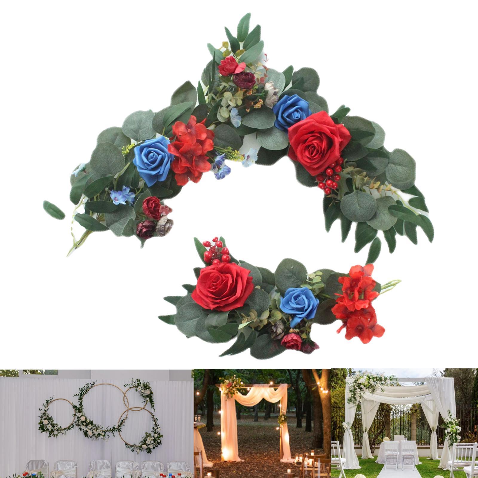 2x Silk Wedding Arch Flowers Kit Fake Flower Row Decoration Reception Window
