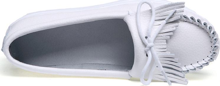 Ladies platform Boat shoes tassel heightened casual shoes PU leather