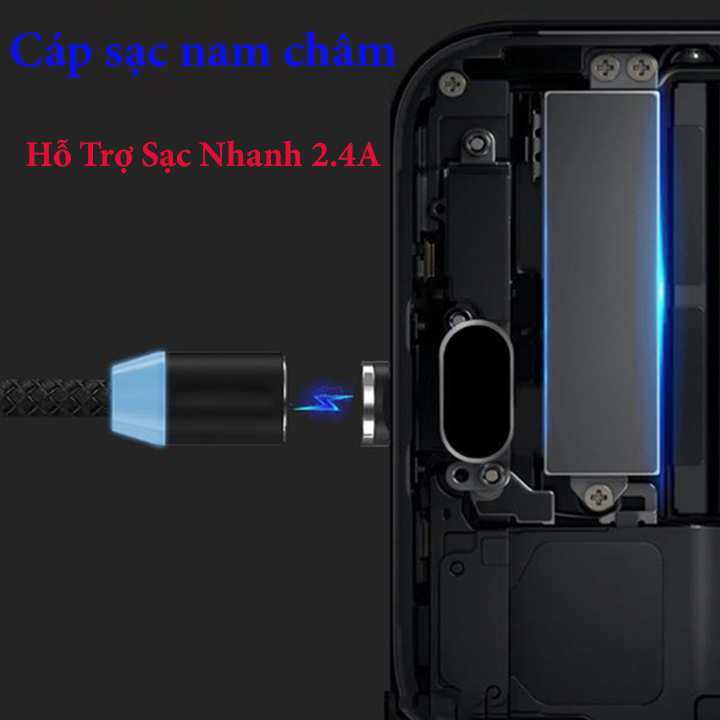 Combo Dây Cáp Sạc Từ Tính Hút Nam Châm Tốc Độ 2.4A 3 Đầu Chân YBD Cổng USB Type C Nhiều Màu Nhiều Kích Thước Lựa Chọn - Xám - 2M