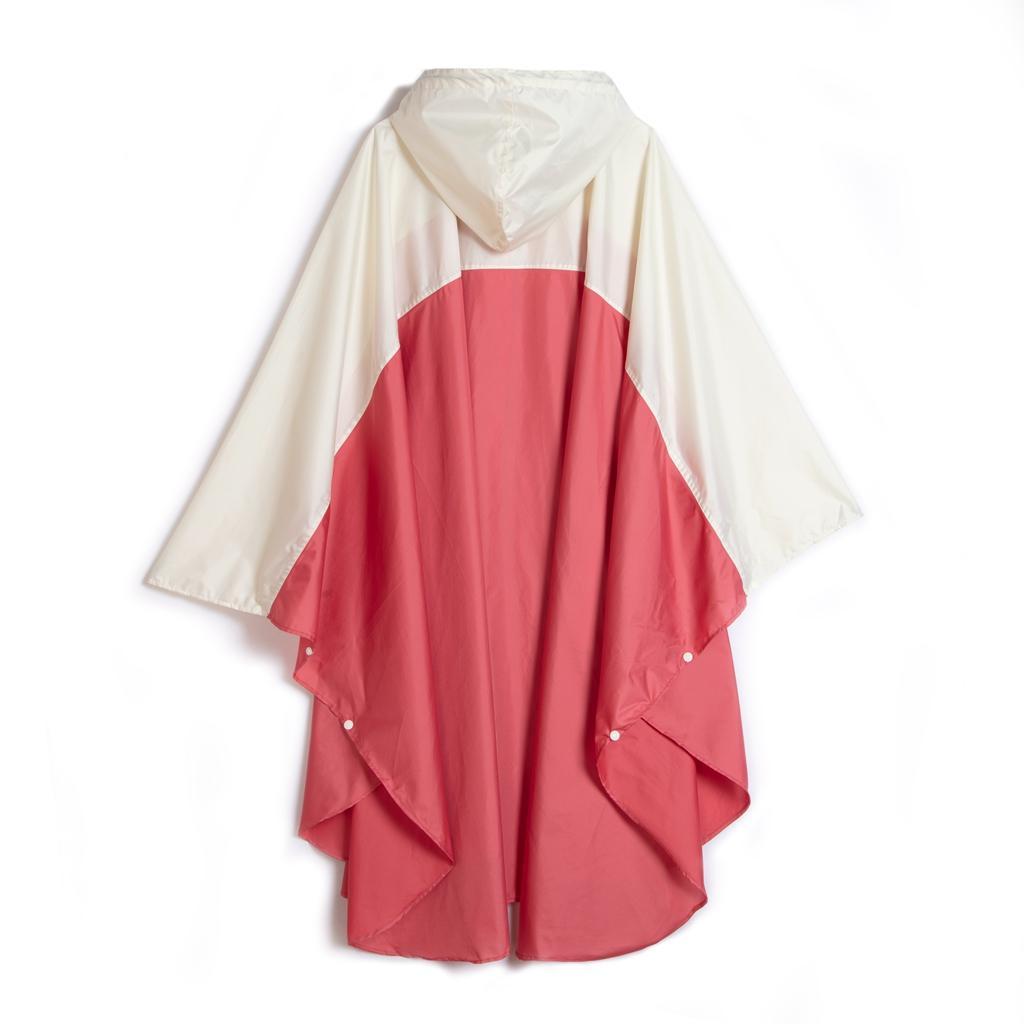 Waterproof Lightweight Hooded Raincoat Rain Jacket Batwing-Sleeved Poncho - Red