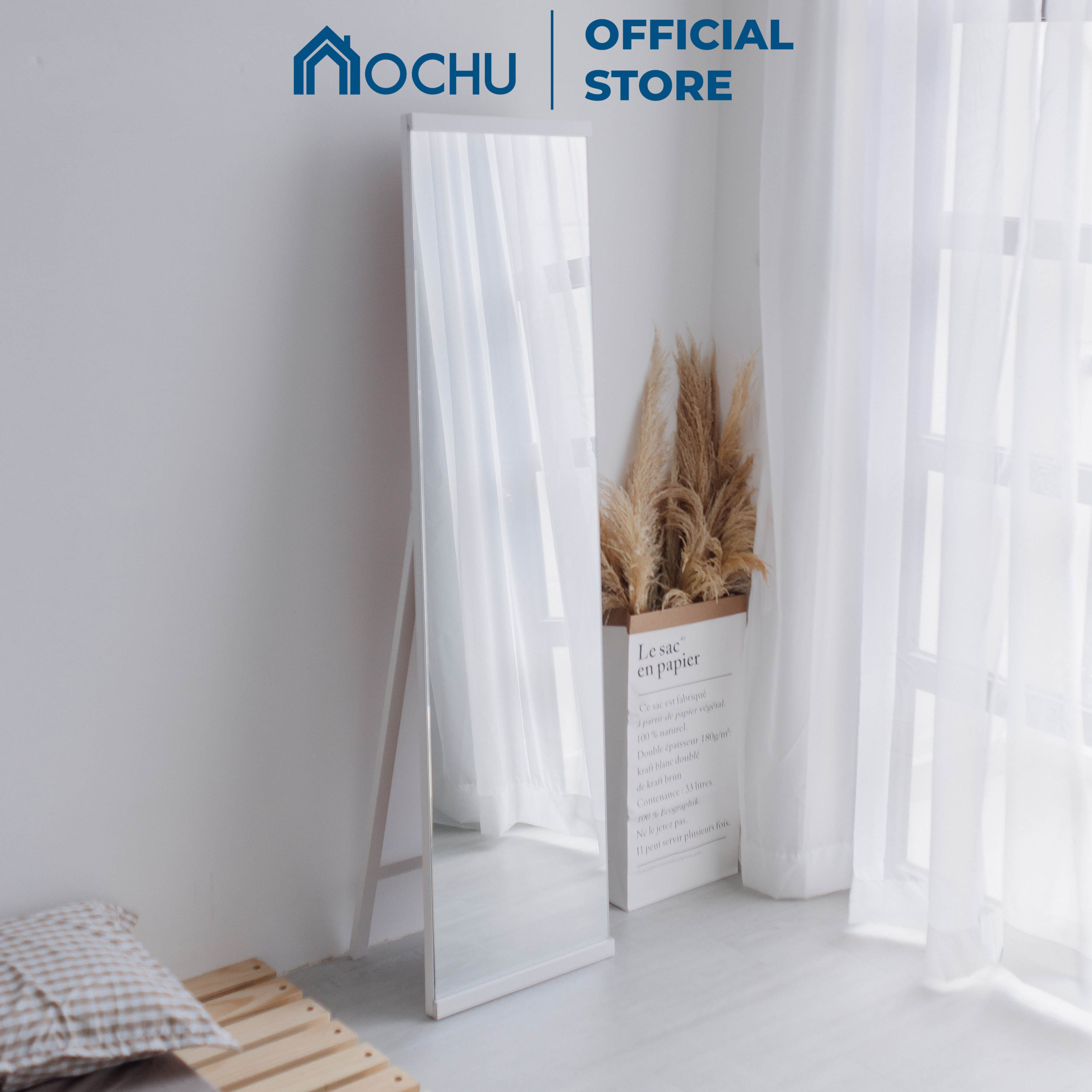 Gương Đứng Soi Toàn Thân Tràn Viền Khung Gỗ OCHU - A Mirror - White