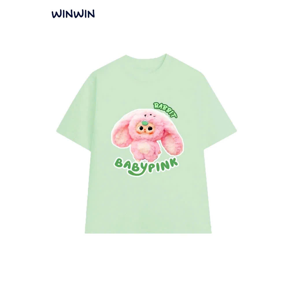 ÁO THUN BÉ GÁI FORM RỘNG IN HÌNH BABY BASIC NÂNG ĐỘ TỪ 12-45KG CHO BÉ GÁI