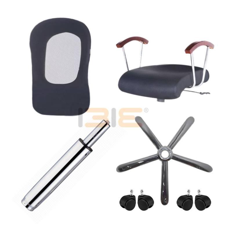 Ghế Trưởng Phòng Lưng Lưới Tay Ốp Gỗ Chân Thép Mạ Cao Cấp IBIE OC338NB - Đen