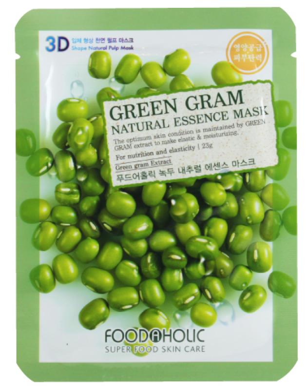 Bộ 10 Gói Mặt Nạ Nuôi Dưỡng Da 3D Foodaholic Green Gram Natural Essence Mask 23ml x10