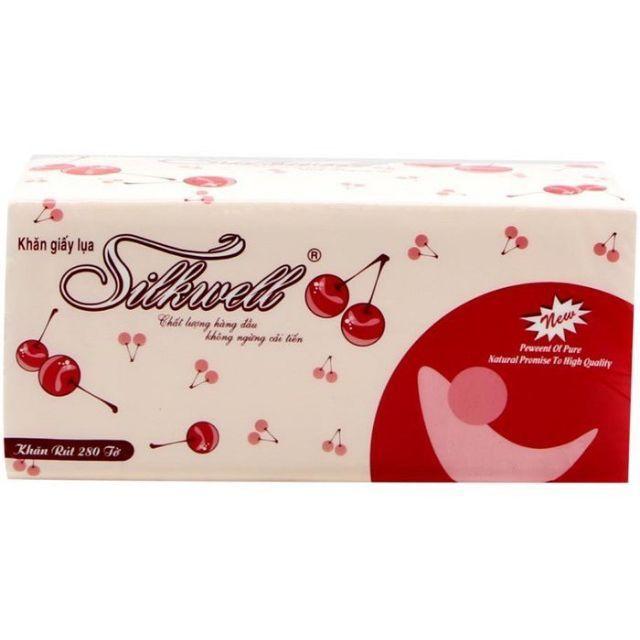 Khăn giấy rút silkwell 280 tờ Cherry đỏ