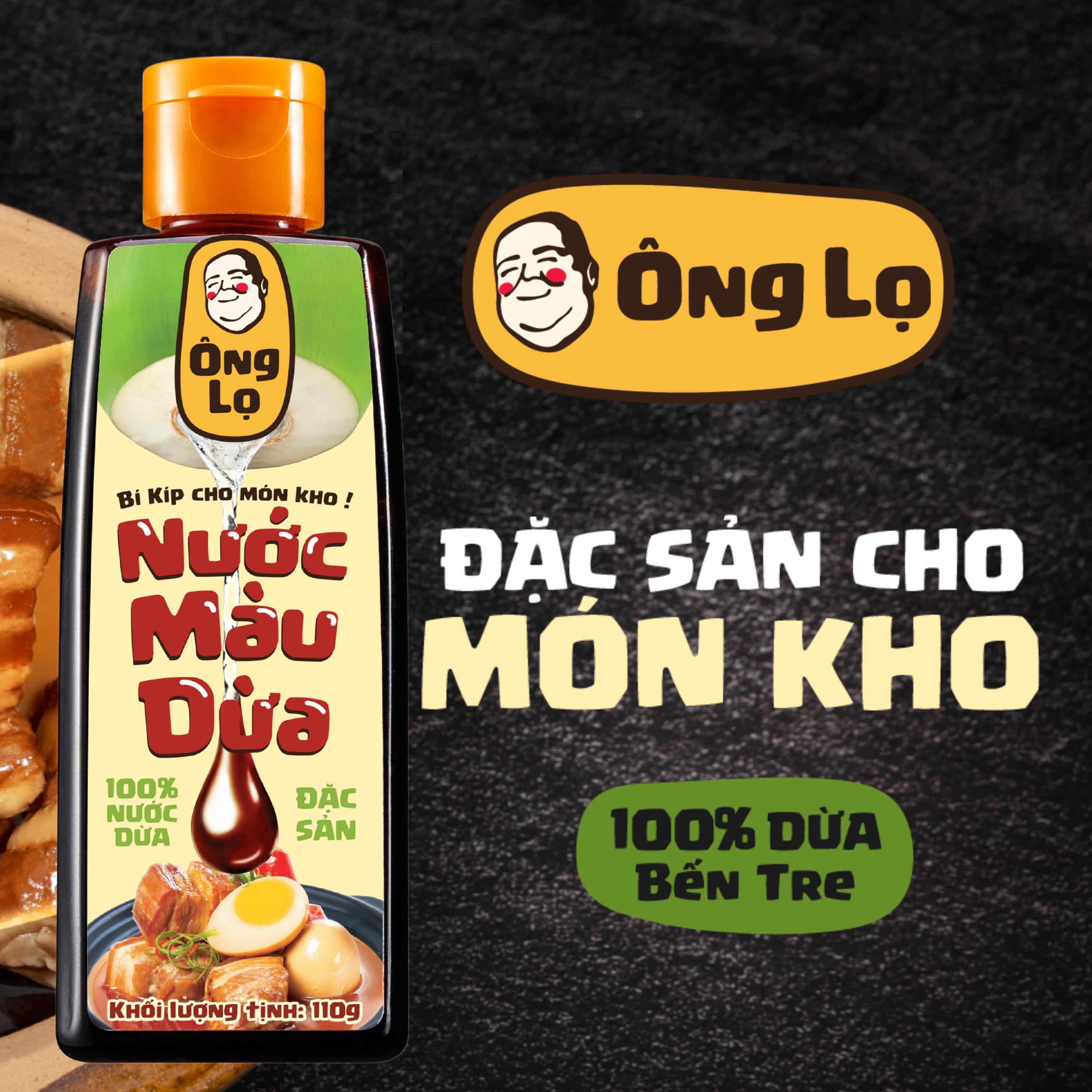 Nước màu dừa Ông Lọ 110g, chuyên dùng tạo màu cho món kho thịt cá, tiện lợi, đẹp màu, đậm vị, từ 100% nước dừa Đặc sản Bến Tre, không chất phụ gia