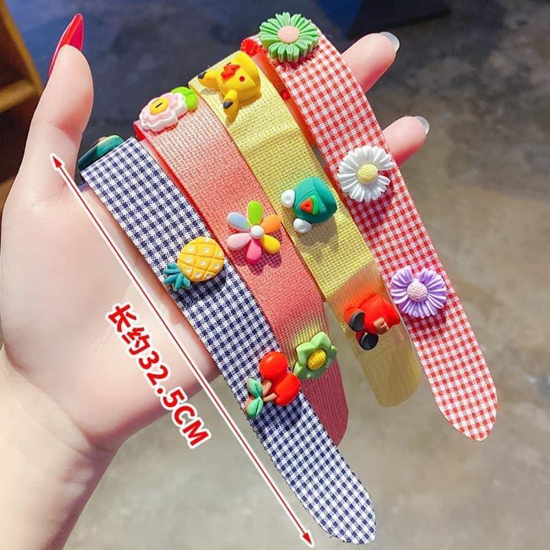 Bờm vải dính gắn icon dễ thương cho bé gái