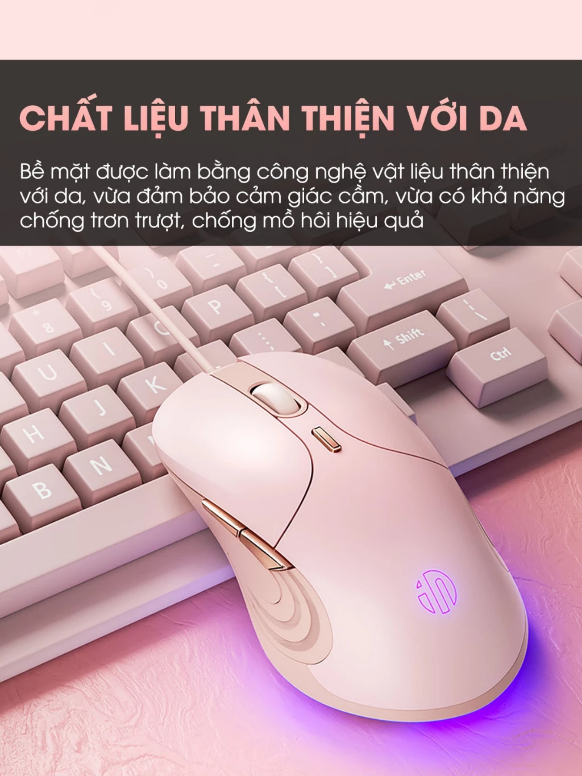 Chuột máy tính có dây TEKKIN B8 cute silent không tiếng ồn 6 nút bấm 8800 DPI - hàng chính hãng