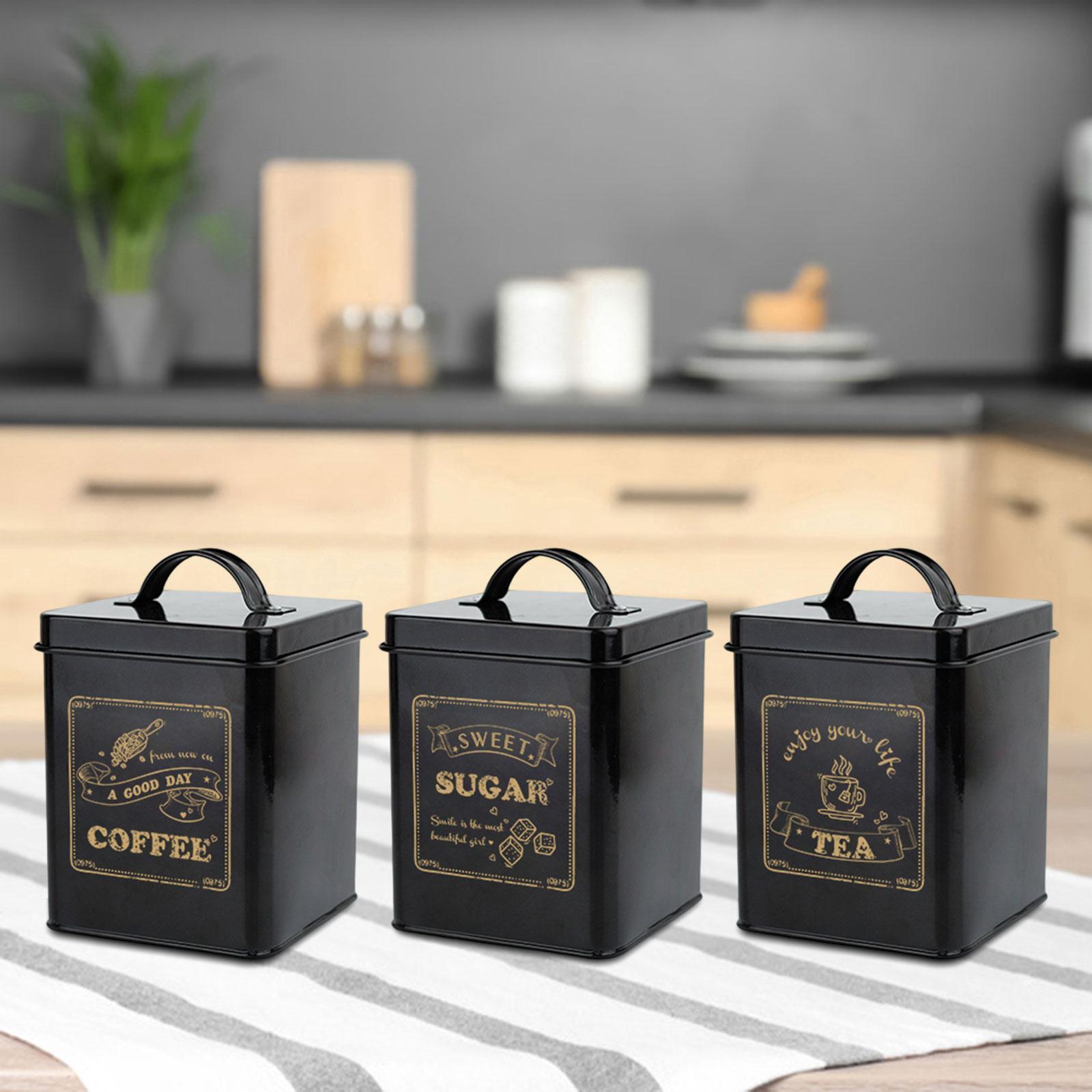 3 Pieces Kitchen Counter Canister Set Food Jars 1.5L Stylish Kitchen Utensils Vintage Canisters Rustic Decors for Bedroom Kitchen Cafe Office