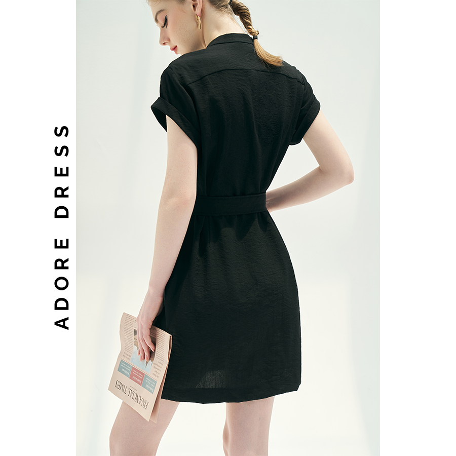 Đầm Mini dresses casual style giả đũi trơn đen túi ốp 311DR1024 ADORE DRESS