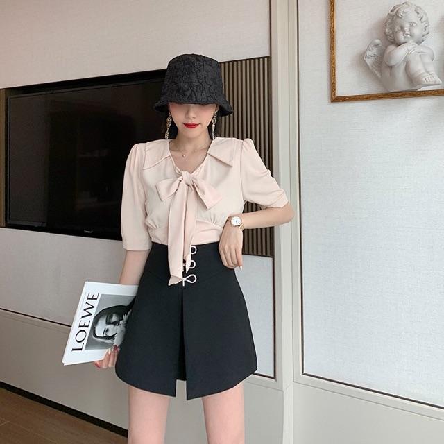 Áo sơ mi cổ nơ phong cách hàn quốc