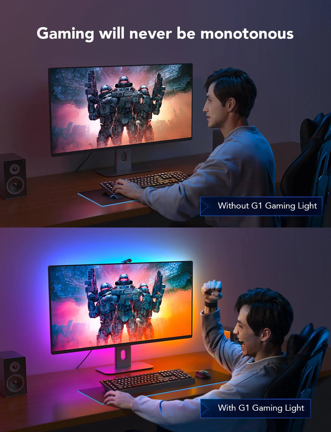 Đèn LED RGB Gaming Govee DreamView G1 Gaming Light H604B | Đèn cho không gian chơi game, giải trí | Chuyển màu theo màn hình