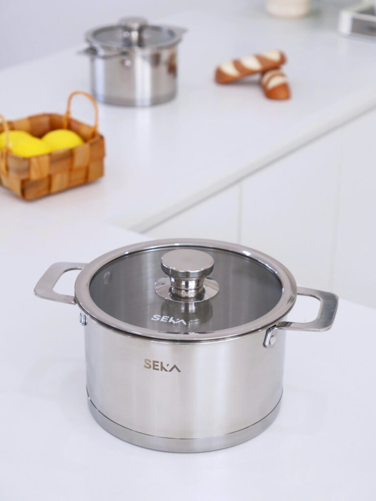 Bộ 3 Nồi inox 304 SEKA SKM6687 16/20/24cm Đáy 3 Lớp, Bắt Từ Nhanh, Vung Kính Cường Lực - Hàng Chính Hãng