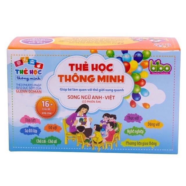 Bộ thẻ học song ngữ thông minh 16 chủ đề 416 thẻ cho bé