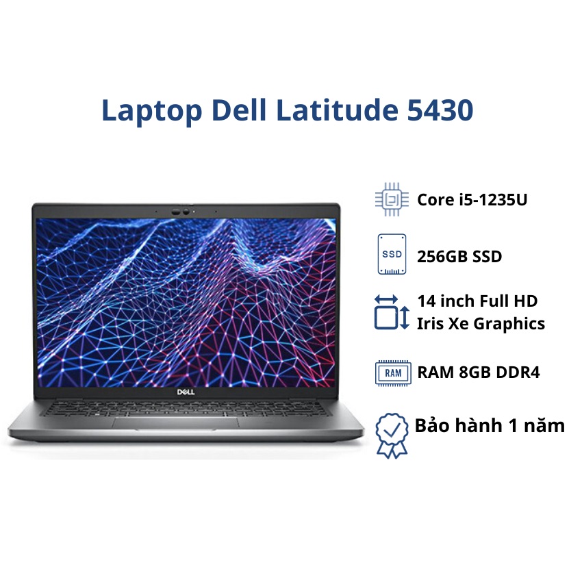 Laptop Dell Latitude 5430/ Core i5-1235U/ RAM 8GB/ 256GB SSD/ Iris Xe Graphics/ 14&quot;FHD - Hàng chính hãng