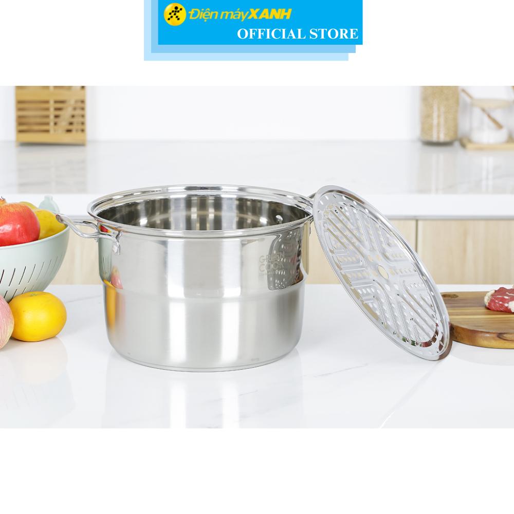 Nồi xửng hấp inox nắp inox 26 cm Green Cook GCST01-26IH - Hàng Chính Hãng