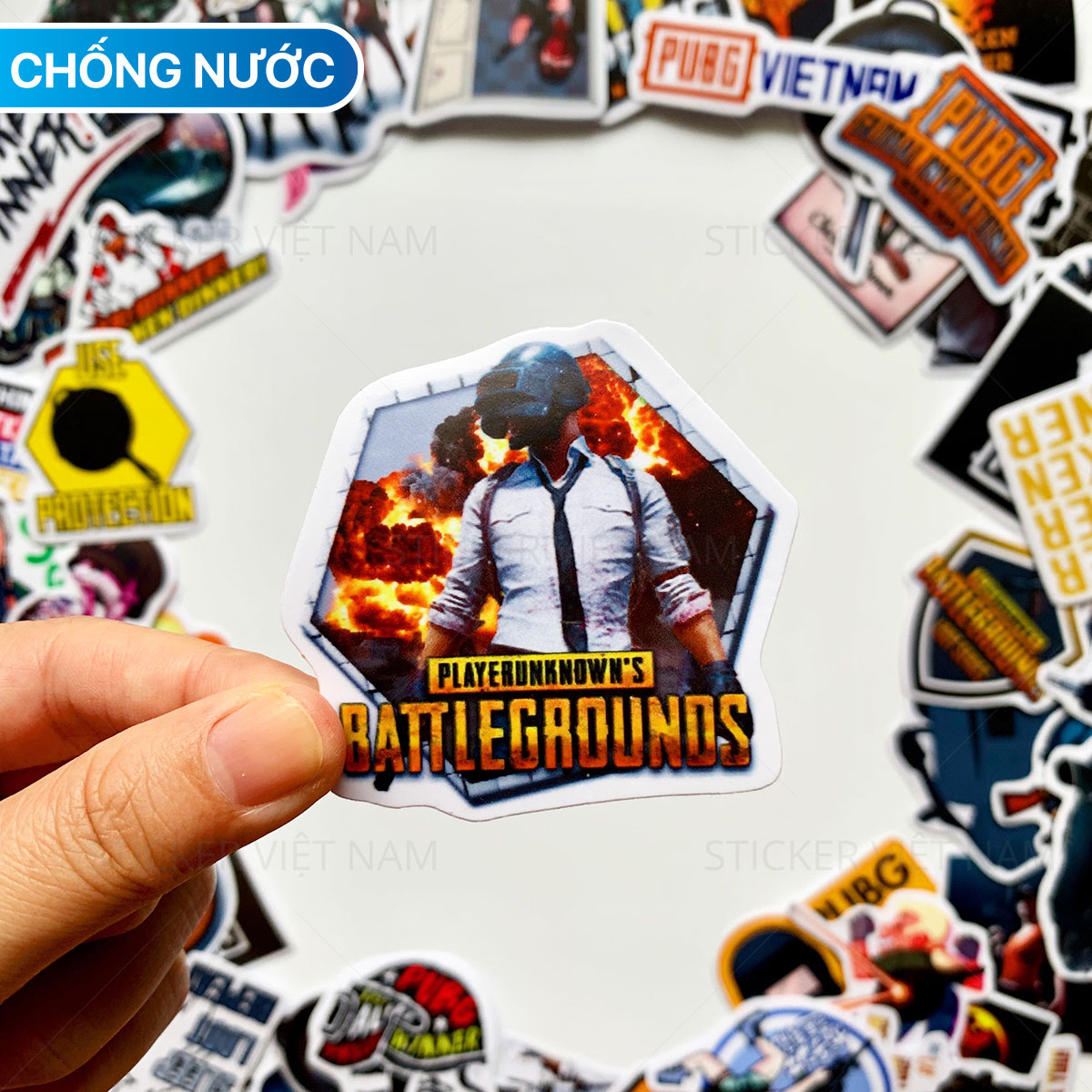 Sticker PUBG Game Online -  Chống Nước Dán Trang Trí Nón Bảo Hiểm, Xe, Đàn Guitar, Laptop, Vali