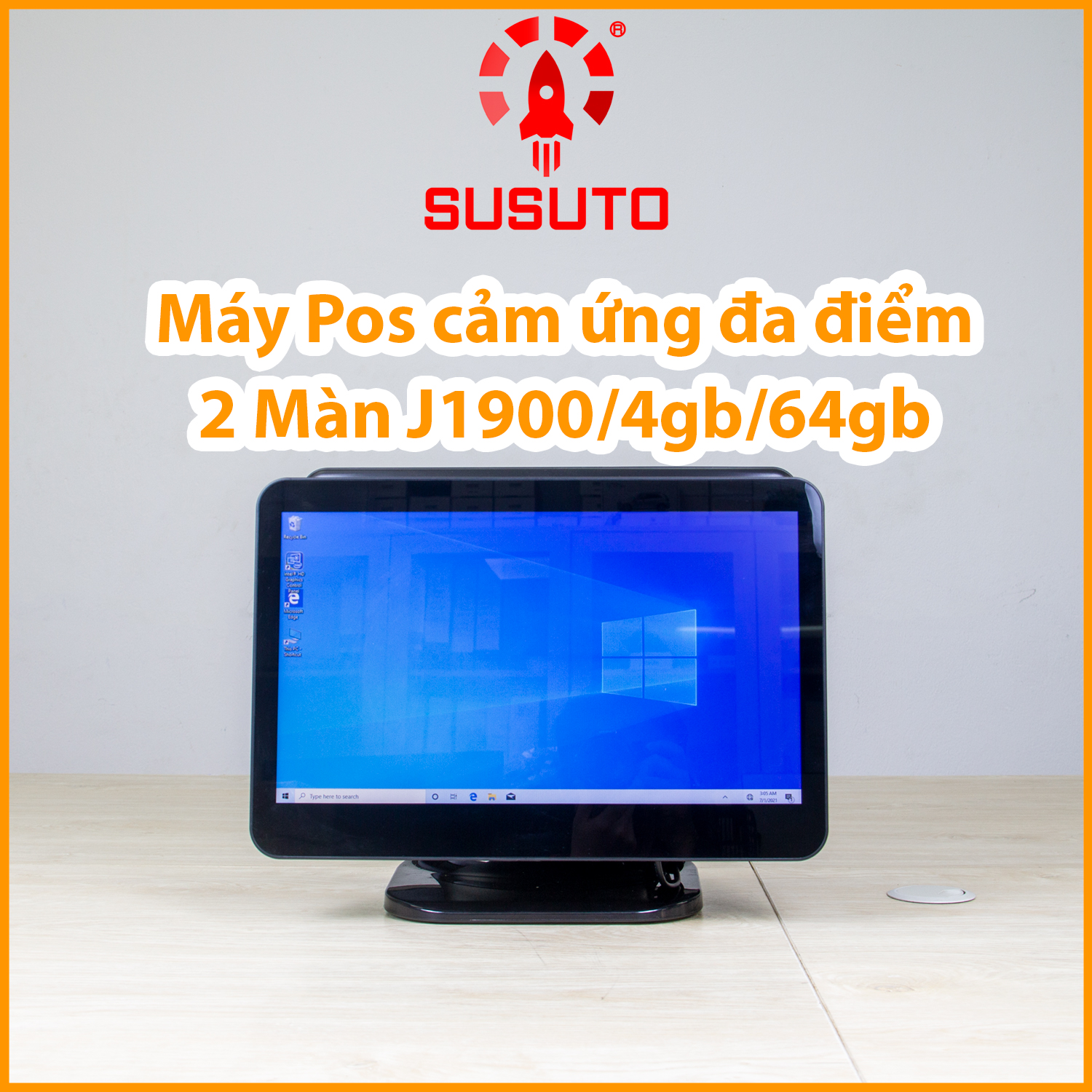 Máy POS bán hàng SC-110AS - Hàng chính hãng (J1900, 4G DDR RAM, 64G SSD, 15 inch, Black, 2 màn)