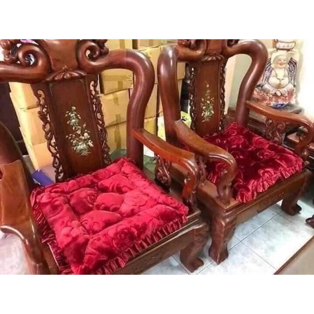 Đệm Ghế nhung, đệm ghế sofa ,Thảm Ghế nỉ Nhung Cao Cấp Trang Trí Tết Siêu Đẹp (1 bộ đệm dài Kèm 2 đệm ngắn )