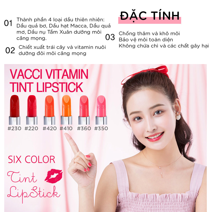 SON VITAMIN TINT VACCI DƯỠNG MÔI LÂU PHAI