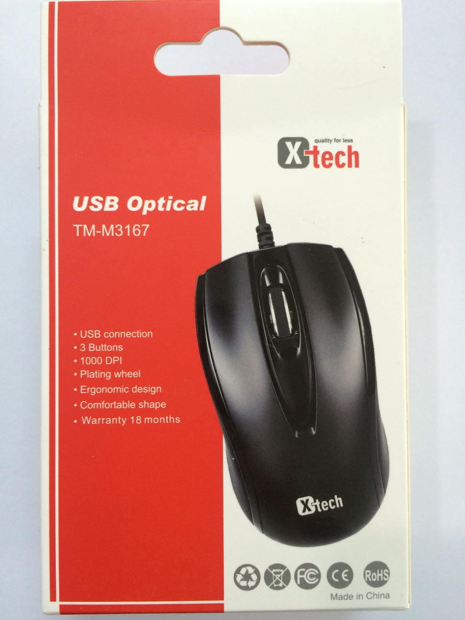 CHUỘT QUANG CÓ DÂY X-TECH TM-M3167cổng USB  - Hàng chính hãng