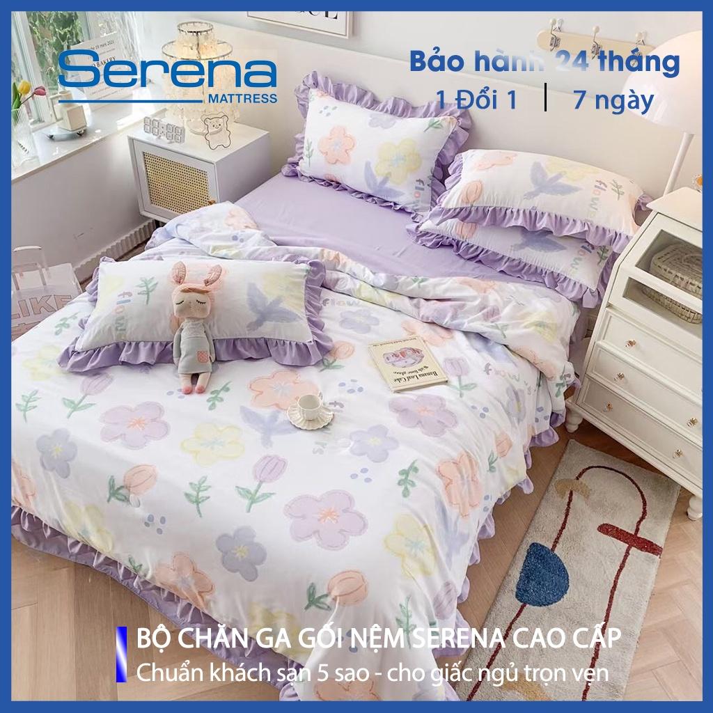 Bộ Ga Giường 5 Món Cute Đũi Bèo SERENA Cao Cấp Chuẩn Khách Sạn 5 Sao