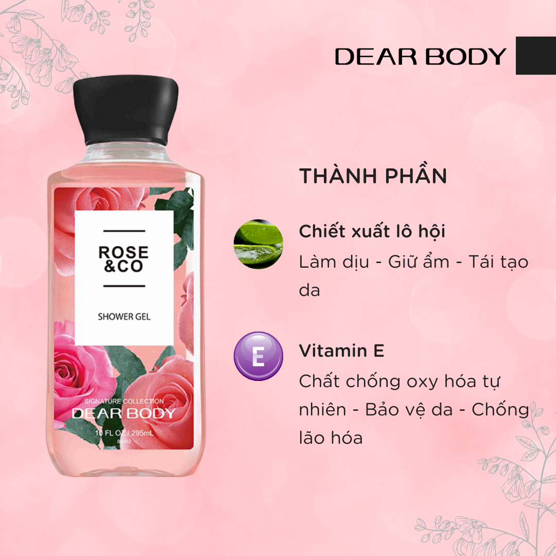 Gel Tắm Nước Hoa DEAR BODY 295ml - Làm Sạch Trắng Sáng Da - Giúp Da Mềm Mịn - Cân Bằng Độ Ẩm - Hương Thơm Ngọt Ngào - Tươi Mát - Lưu Hương Tới 8h