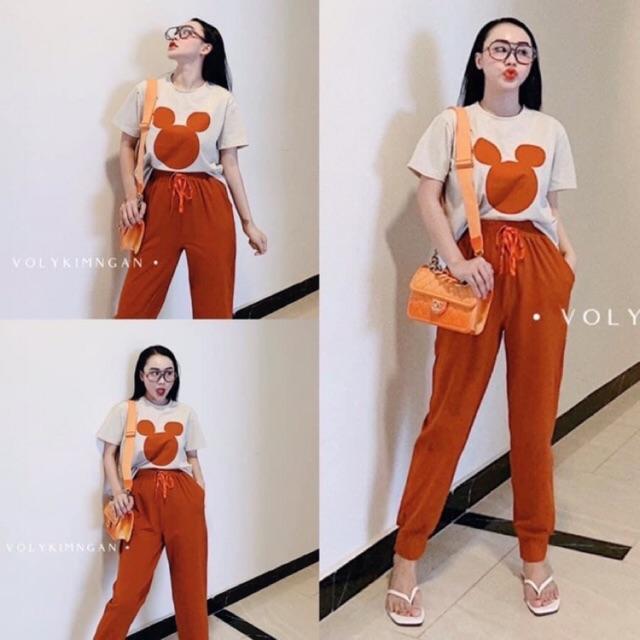 Bộ mặc nhà áo mickey quần dài cho nữ