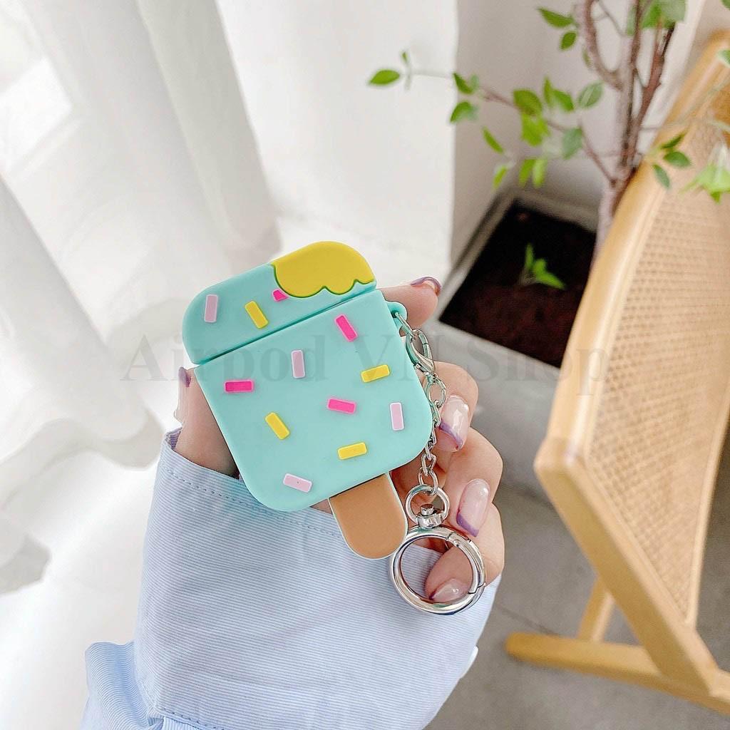 Bao Case Ốp dành cho airpod 1 và 2 và airpod pro que kem kute silicon 3D cao cấp