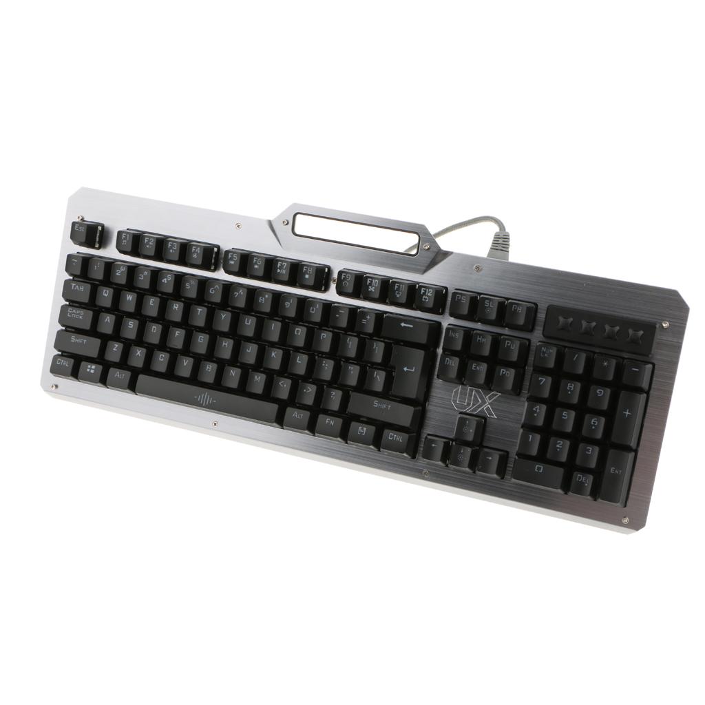104 Keys Ergonomic Backlit Gaming Mechanical USB Wired Keyboard Blue Switch