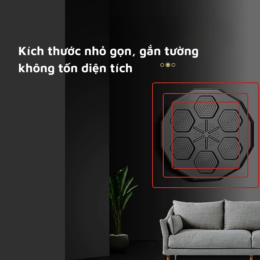 Máy tập Boxing tại nhà treo tường thông minh, kết nối bluetooth, cảm biến theo nhạc- Thiết bị tập đấm bốc gắn tường điện tử