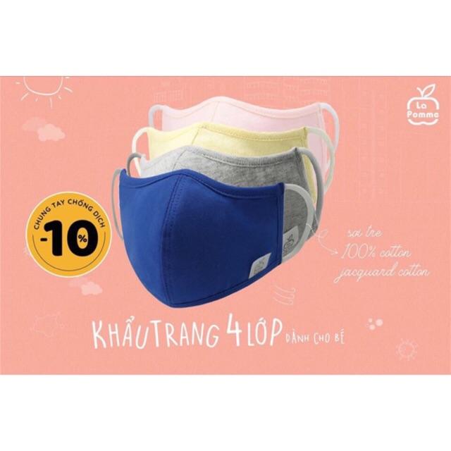 SET 2 KHẨU TRANG 4 LỚP SỢI TRE CHO BÉ LA POMME