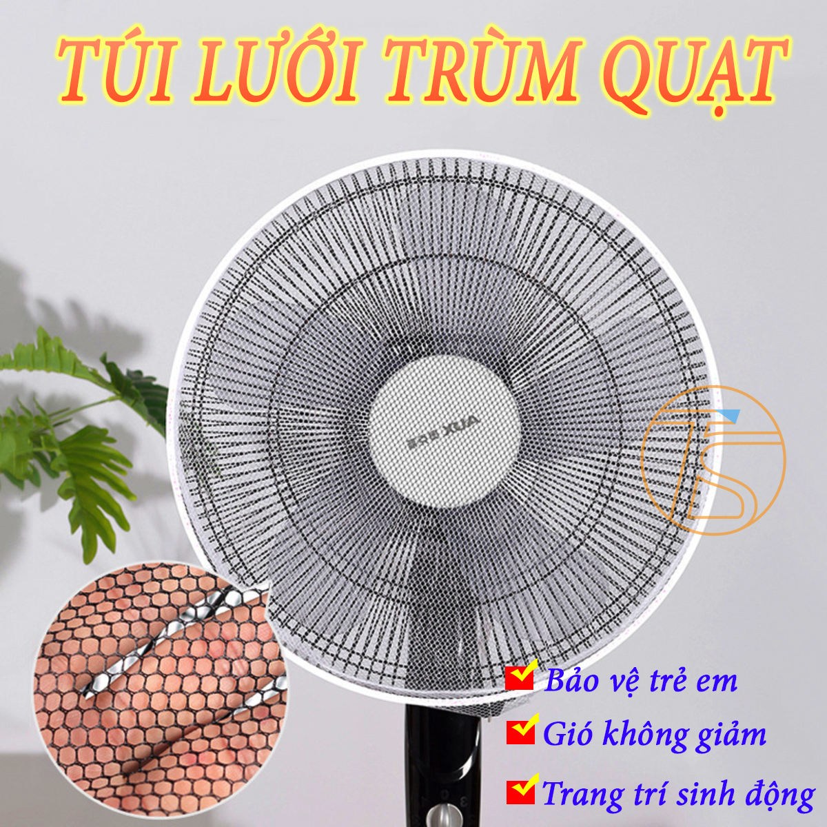 Túi lưới trùm lồng quạt chống kẹp tay ở trẻ em với size 40-45cm nhiều mẫu hoạt tiết