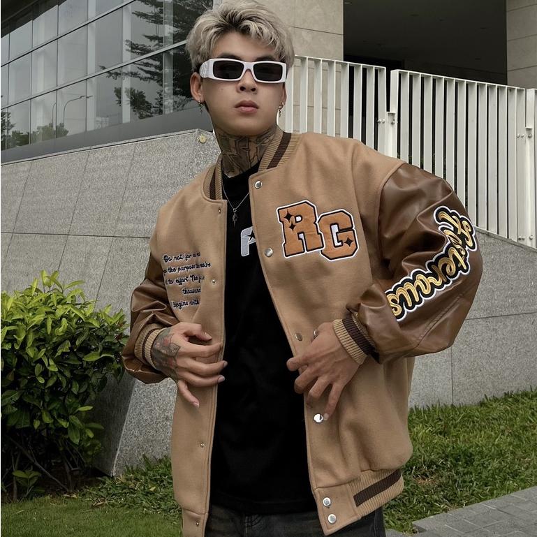 Áo khoác bomber local brand rg butterfly , varsity jacket nam nữ tay da , vasity bóng chày form rộng unisex - Gin store