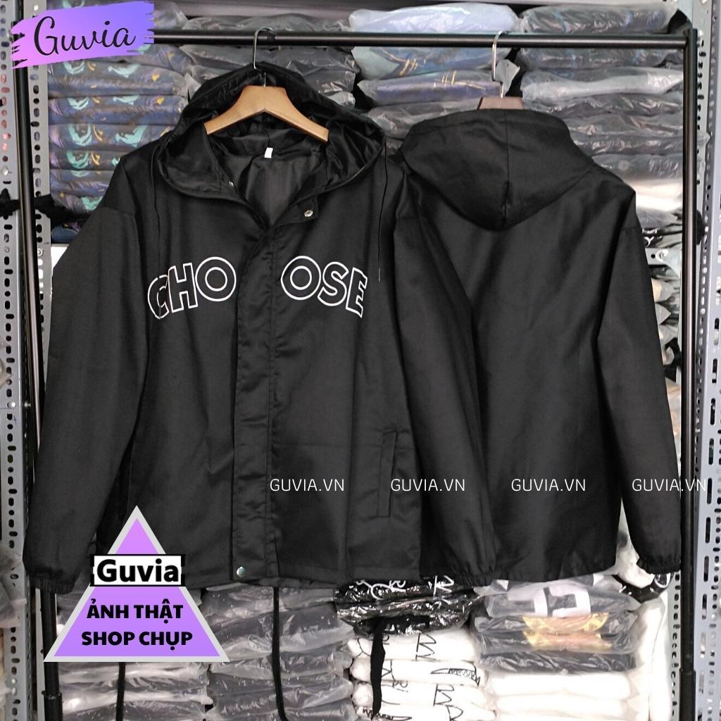 Áo Khoác Kaki CHOOSE Nam Nữ Ulzzang Unisex 2 Lớp Form Rộng Thể Thao Có Nón Trùm