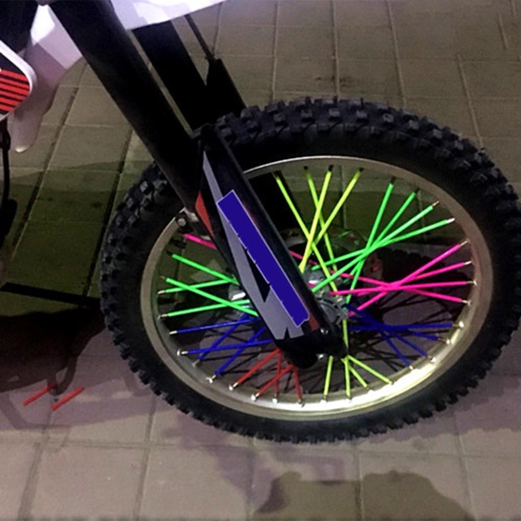 72pcs Wheel Spoke Wraps Skins Trim   Bike Yellow+Black Kit