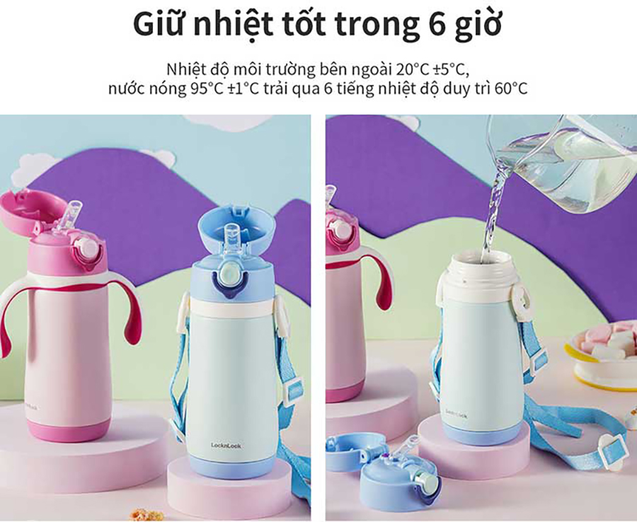 Bình giữ nhiệt cho trẻ em LocknLock Cozy Kids Straw Tumbler LHC4236 330ml