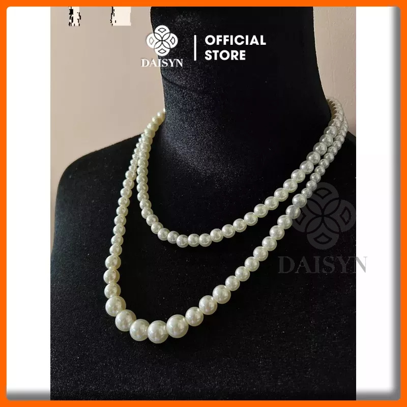 N592 dây chuyền áo dài , dây chuyền áo tấc, phụ kiện cổ phục 2 sợi hạt ngọc hạt trai sang trọng cho nữ