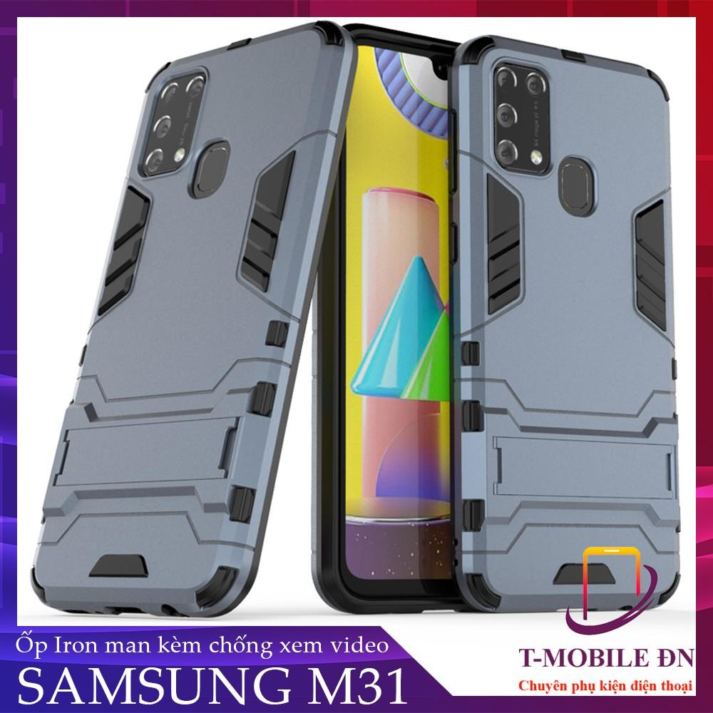 Ốp lưng cho Samsung M31 IRON - MAN chống sốc bảo vệ viền và camera kèm chống xem video tiện lợi