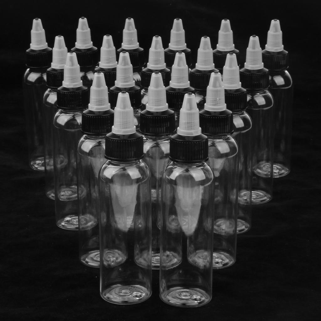 200Pcs Empty Plastic Squeeze Bottle with Twist Top Cap Tip Applicator 30ml