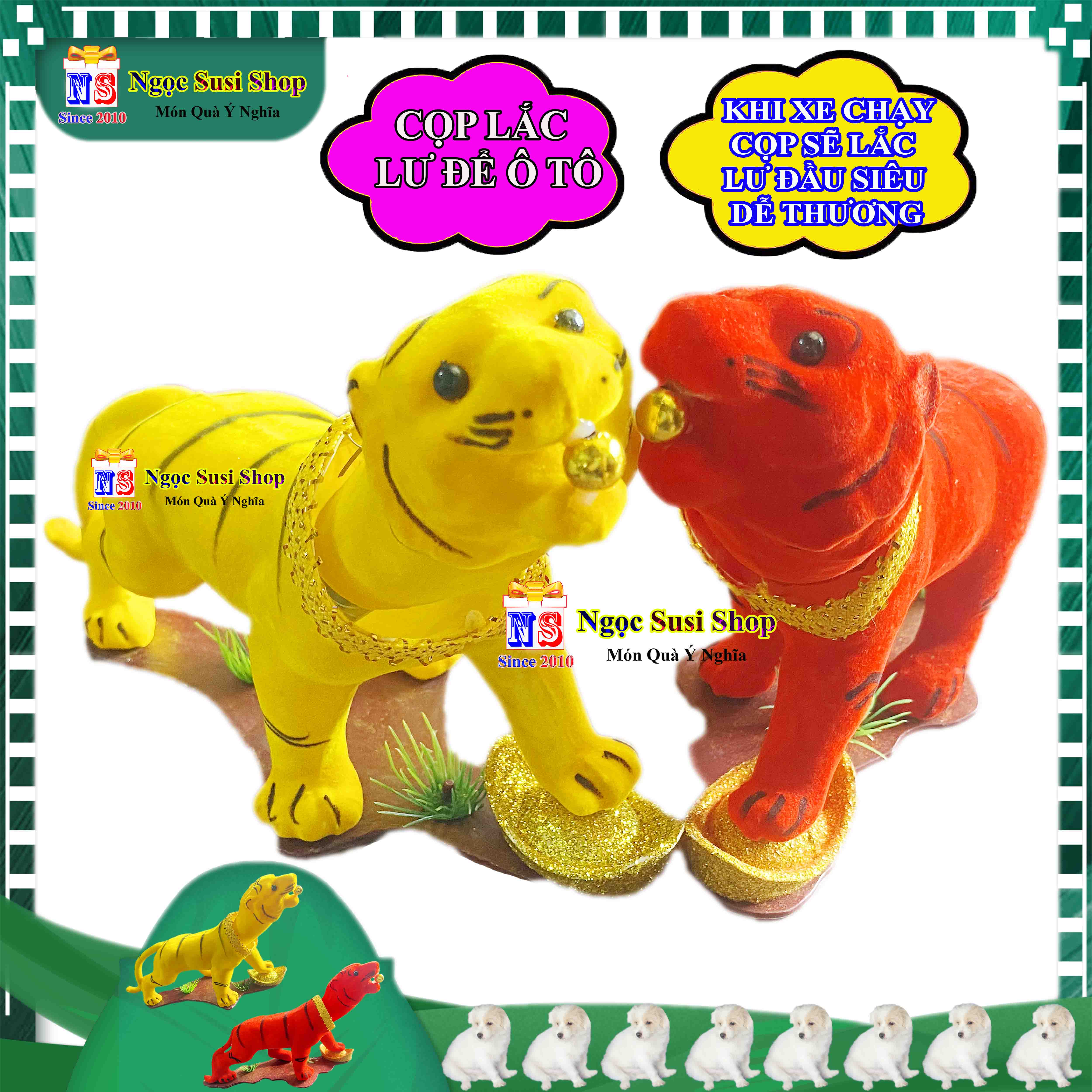CON CỌP ĐỂ TAPLO Ô TÔ XE HƠI LẮC LƯ ĐẦU TRANG TRÍ PHONG THỦY - CON HỔ ĐỂ Ô TÔ PHONG THỦY