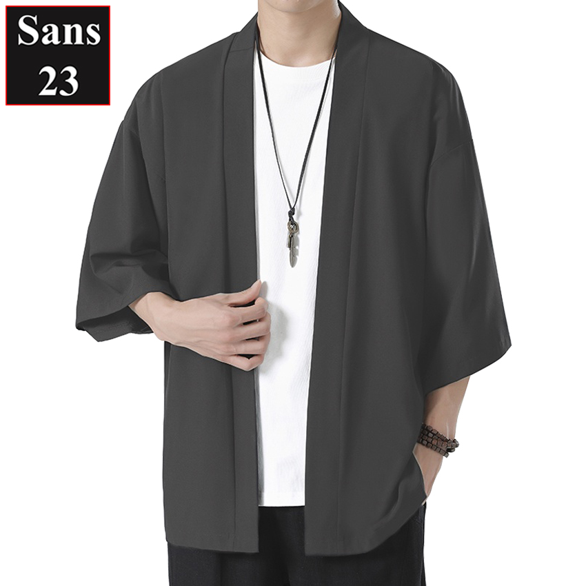Áo cardigan nam form rộng unisex Sans23 kimono nhật bản mỏng trơn basic bigsize 3xl 4xl 5xl big size 80kg 90kg 100kg