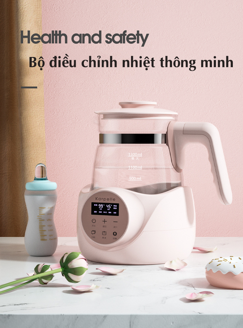 Bình đun nước siêu tốc, máy hâm nước pha sữa đa năng cảm biến, điều chỉnh nhiệt độ, Khử Clo trong nước, giữ ấm 24h