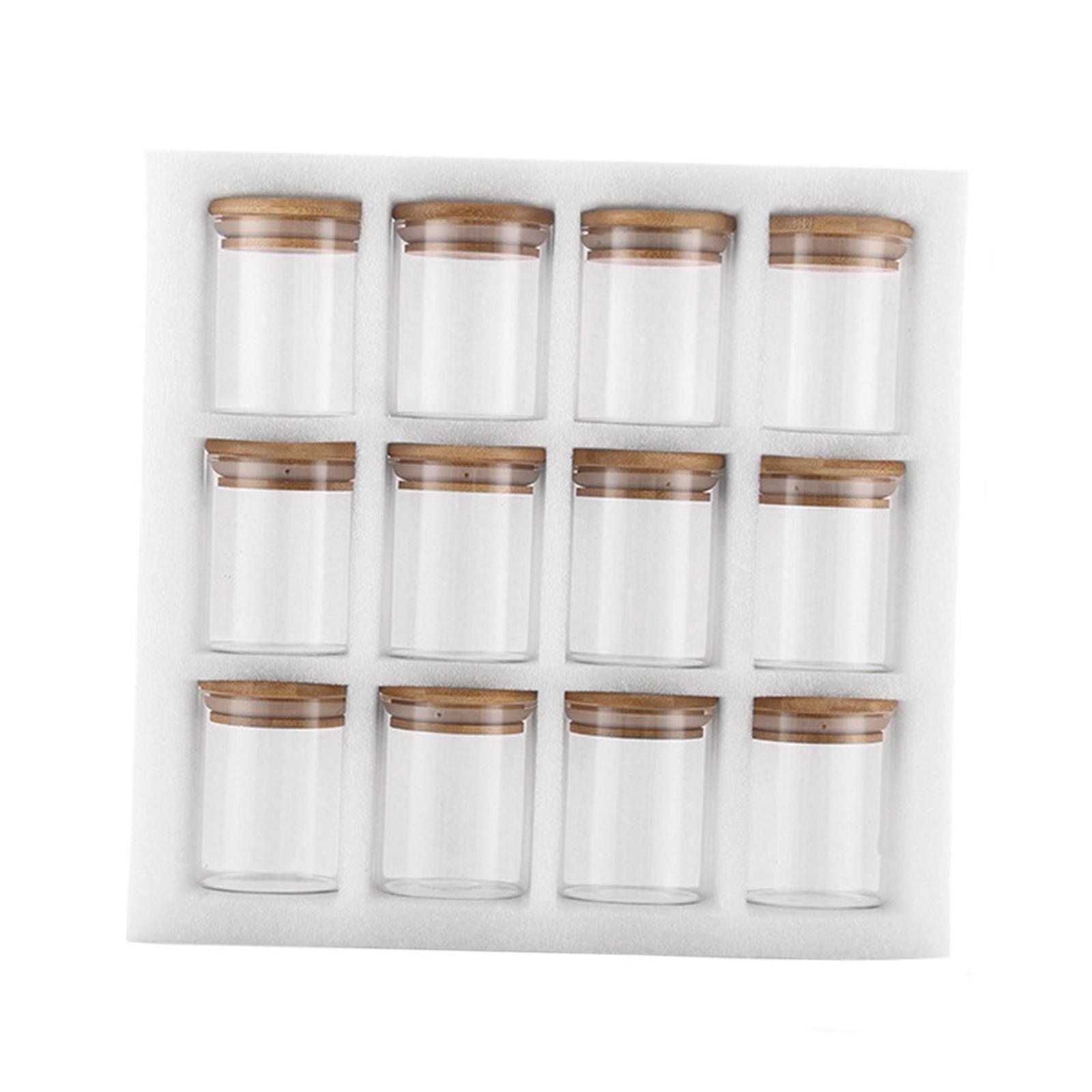 12Pcs Storage Jar with Bamboo Lid Organizer Food Storage Jar for Candy