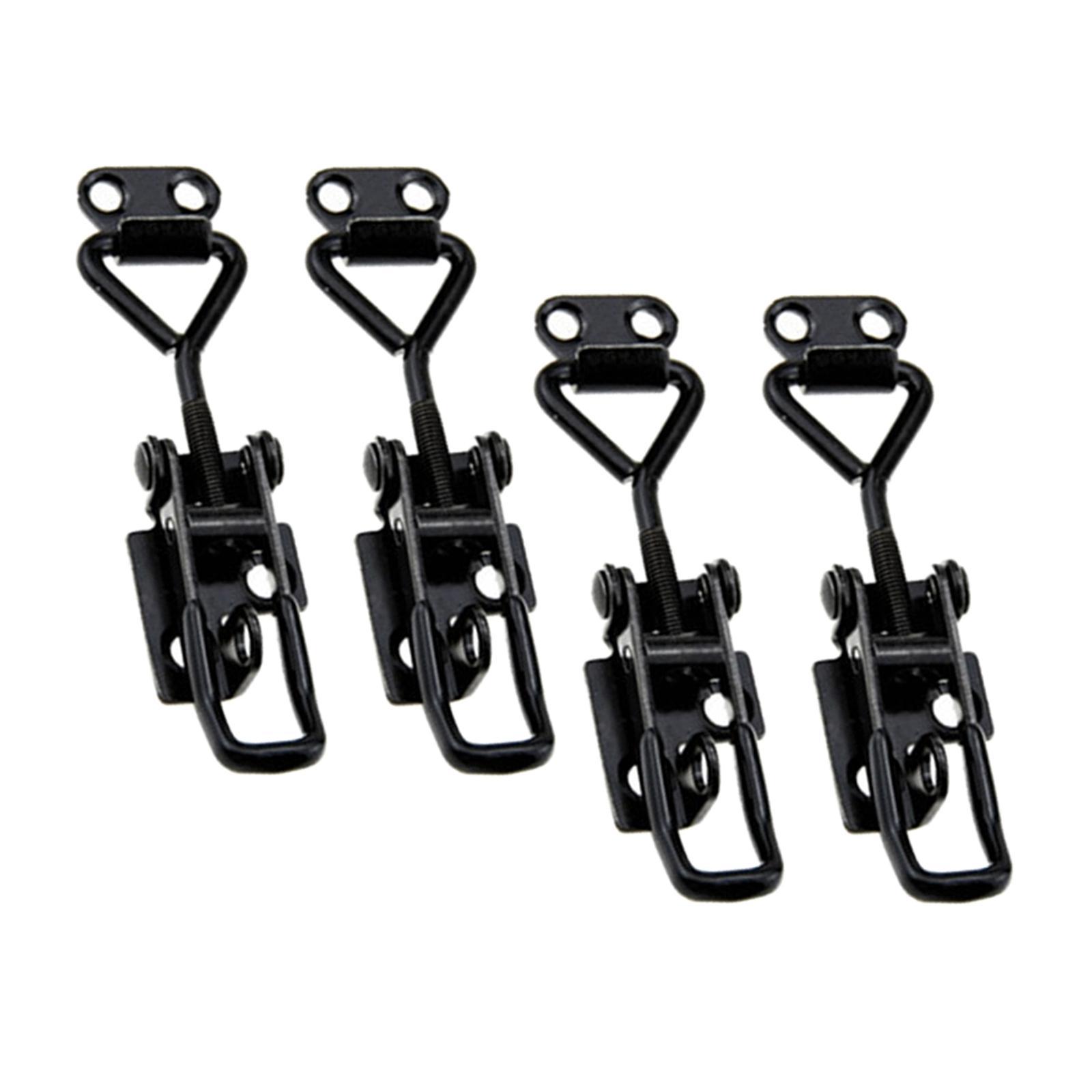 4x Toggle Clamps Cabinet Boxes Lever Handle Heavy Duty Toggle Hasp Hook Black Toggle Pull Adjustable for Wooden Box Case Trunk Tool Boxes Case