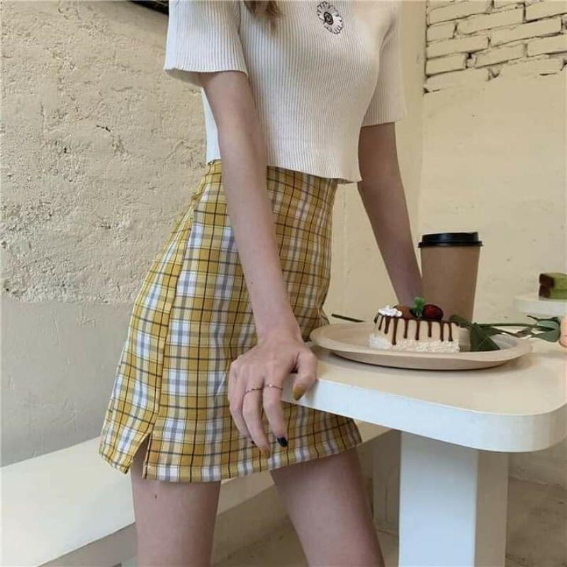Chân Váy Chữ A - Chân váy Kẻ có quần trong