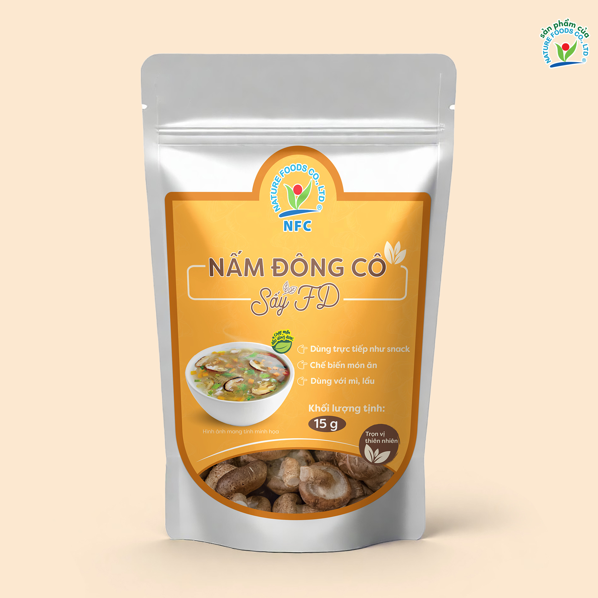 Snack Ăn Vặt Nấm Đông Cô Sấy Thăng Hoa 15g NFC