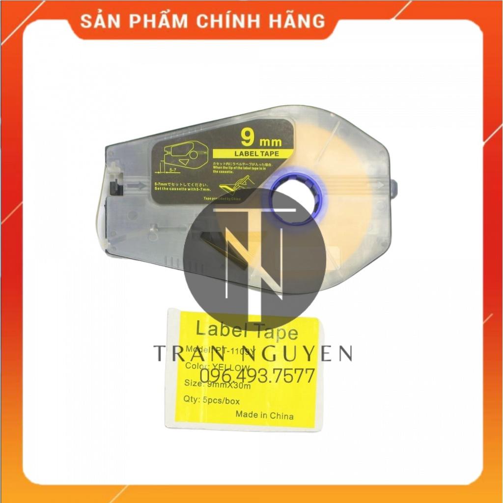 [Combo 5 cuộn] Nhãn in Canon PT-1109y - Đen nền vàng - 9mm x 30m- Hàng nhập khẩu