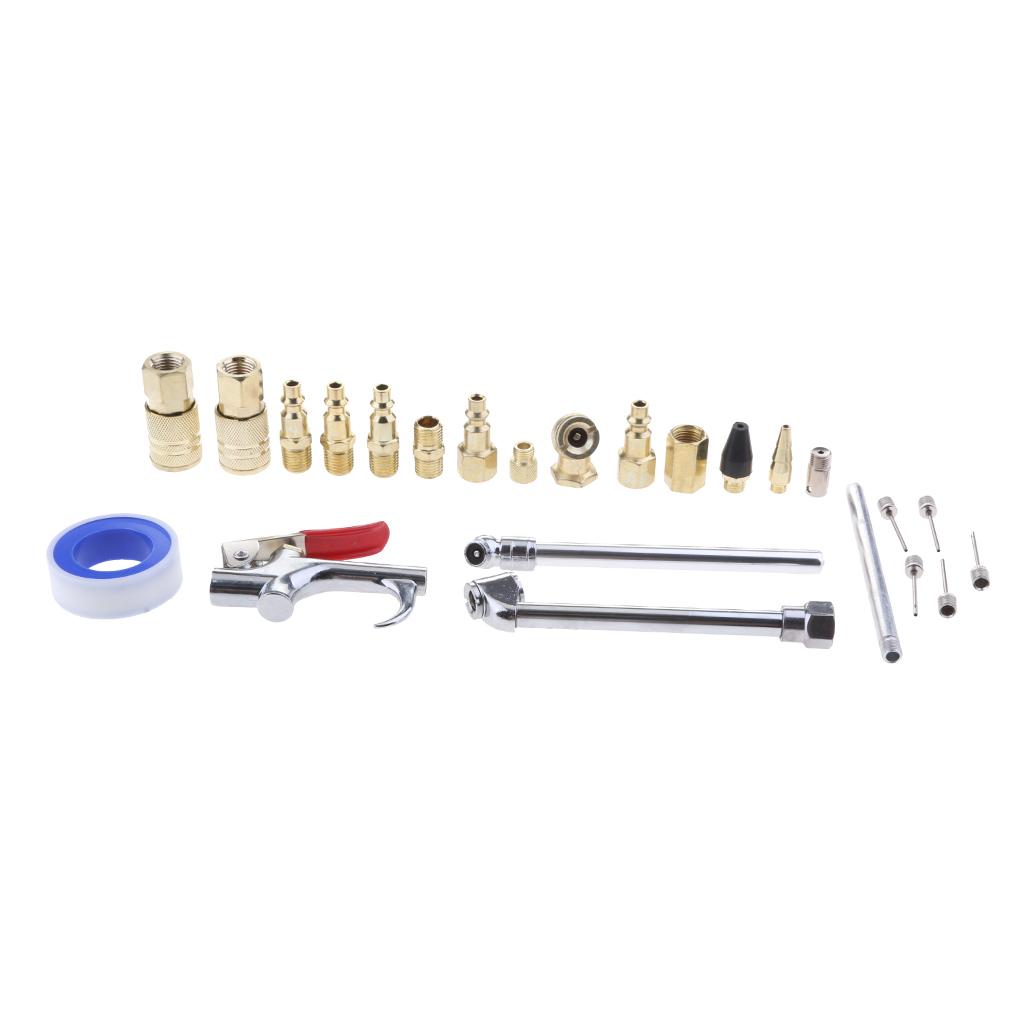 Air Tool Connector Accessories Kit Blow Gun Thread Tape Tyre Inflator Gauge