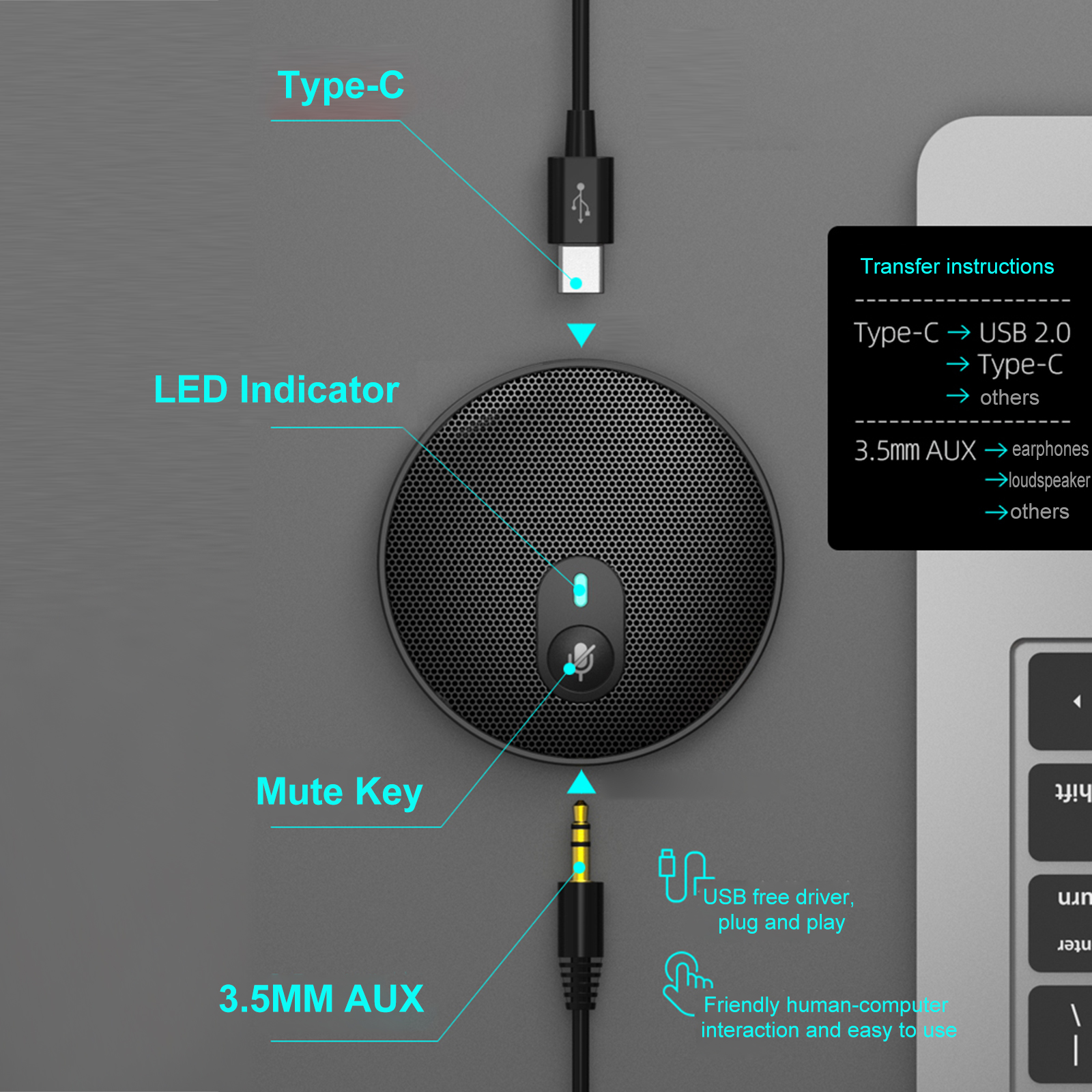 Bộ ngưng tụ đa hướng Micrô cho cuộc họp Hội nghị kinh doanh U3 USB